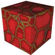 Figure 3 We have created a 2D crystallographic-aware phase-field code within the SAMRAI framework and simulated the evolution of a rotated grain (A); calculated and propagated the 3D orientational quaternion order-parameter within the molecular dynamcs (B