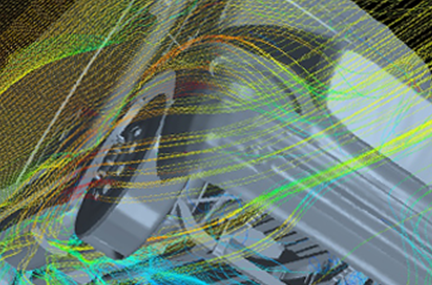 simulation of air flow around a semi-truck