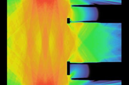 rectangular computer simulation in rainbow colors