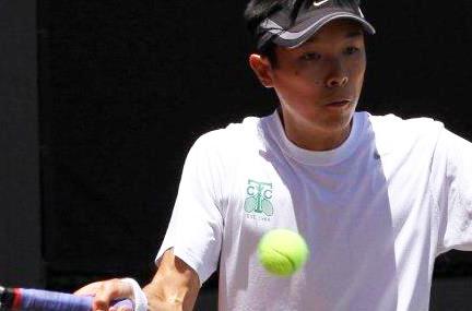 LLNL computer scientist Greg Lee is shown playing tennis