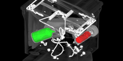 x-ray image showing the interior of a piece of luggage