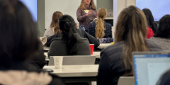 Carol Woodward speaks to the audience