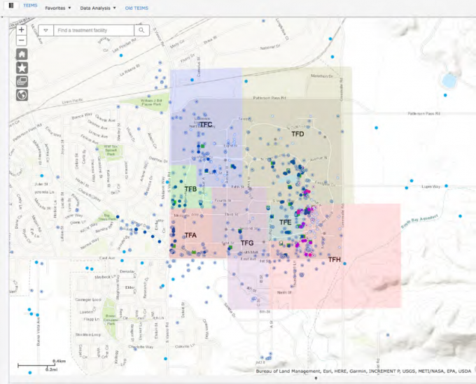 Screenshot of a map-based tool